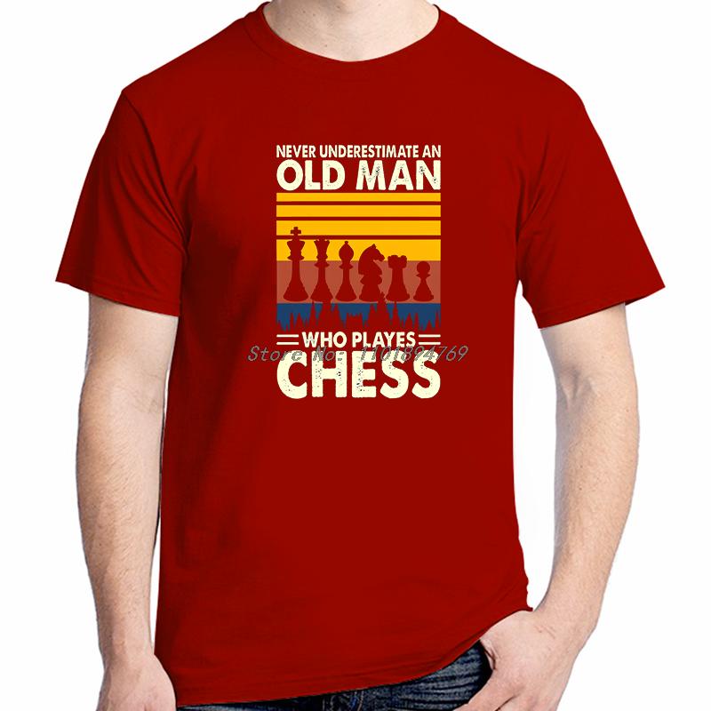 Never Underestimate An Old Unisex Funny Chess Retro Shirts Graphic Tee Summer Tops Tshirt New Shirts And Tshirts Cotton Tshirt