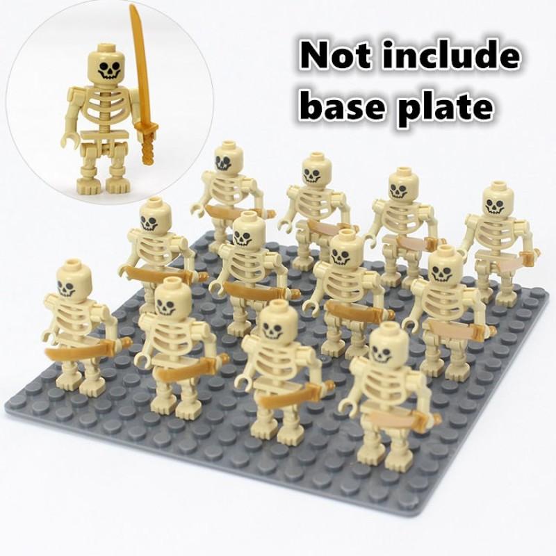 12 шт./компл., скелет воина, игрушки Lego, меч, человек, средневековье, минифигурки, строительные блоки, топор