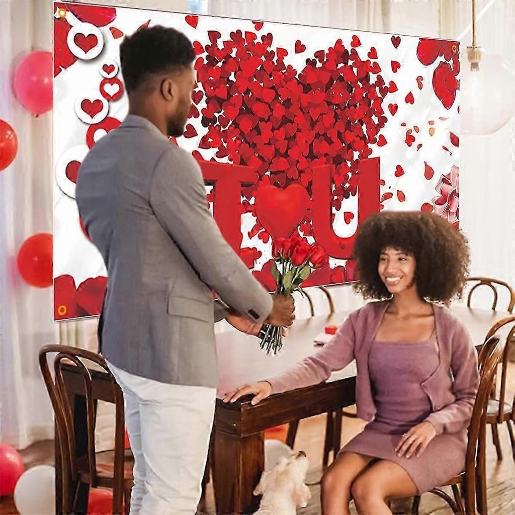 Happy Valentines Day 71x35 Inch | Valentines Day Backdrop for Valentines Day Decor | Valentines Backdrop for Valentines Banner Decorations New Arrival