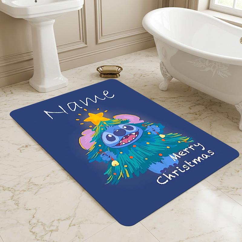 Personalized Name Ohana Christmas Living Room Non-Slip Area Rug Soft Carpet for Bedroom Kids Playroom Sofa Office Home Decor Doormat