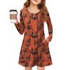 Girls' Long Sleeve Dress - Color Pocket Dress