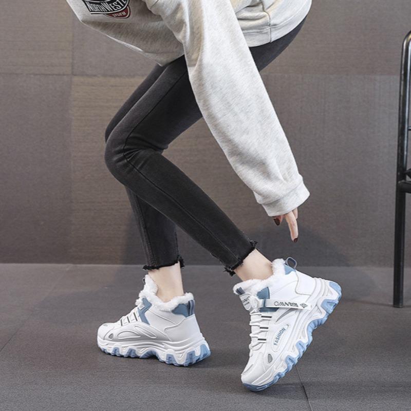 Зимние новые женские высокие повседневные туфли высокого качества плюшевые теплые массивные кроссовки женские вулканизированные ботинки для снега Zapatillas Mujer