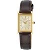 Women's Square Quartz Watch SWR066 with Champagne Gold Dial and Brown Leather Band