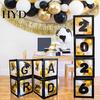 Birthday Balloon Box 4 Pcs 2026 Grad Boxes Black with Letters So Pround of Party Supplies You Graduation Decoration for College High