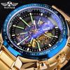 Blue Light Glass New Fashion Mens Watches Black Golden Stainless Steel Waterproof Sport Automatic Watch Luminous Clock