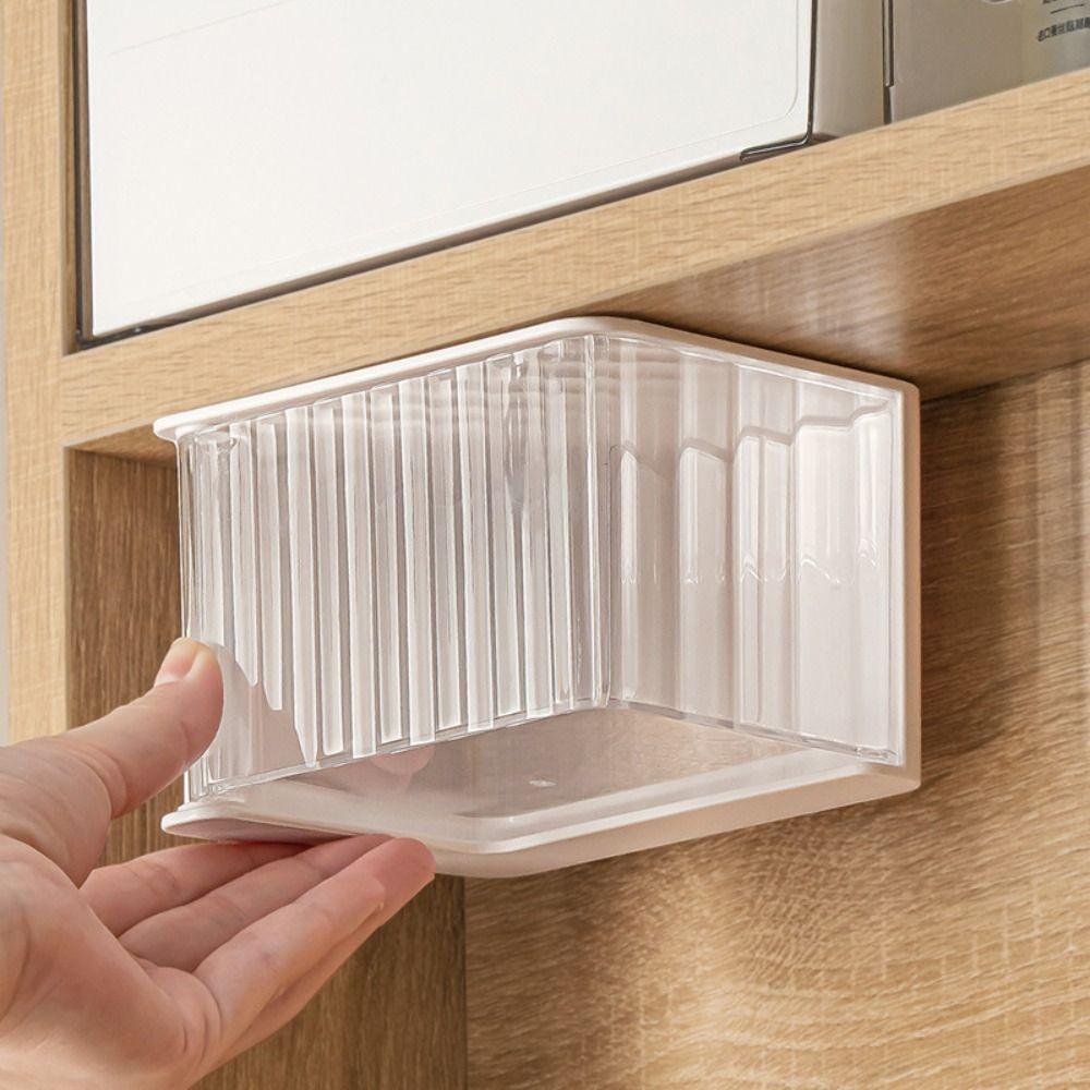 Прозрачный ящик для хранения, подвесной органайзер под стол, модные коробки для хранения мелочей