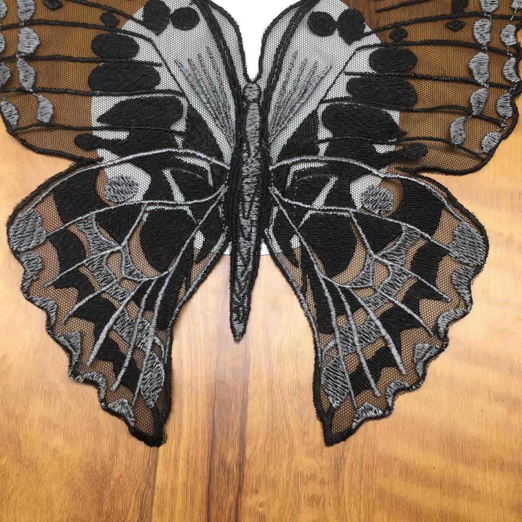 1Pc Black Embroidery Butterfly Patch for Elegant Wedding Dress Lace Fabric DIY Applique Accessories Fashion Stickers for Clothes