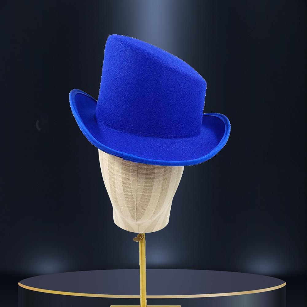 Ветрозащитная Шляпа-Цилиндр с Наклоном Теплая Шляпа Фокусника с Наклоном Модная Шляпа Федора Осень Зима