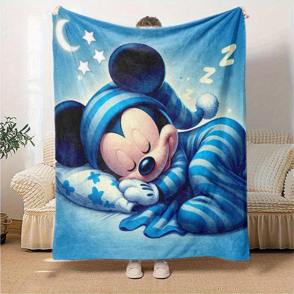 1pc Mickey Mouse Sleepwear Print Soft Home Blanket - Cute Cartoon Decorative Throw for Roomz007