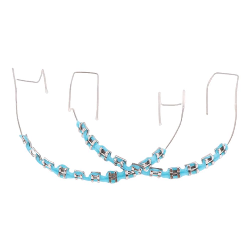 1 пара стоматологических фейковых брекетов с коробкой для хранения Временное украшение зубов Металлические дуги Брекет Ортодонтические лигатурные резинки Стоматологический инструмент