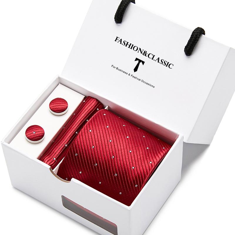 Мужской галстук в подарочной коробке, набор из 5 предметов, групповой галстук, деловой, свадебный галстук