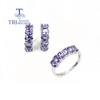 Classic Natural Tanzanite Jewelry Set Real Tanzanite Gemstone Oval 3*5mm 925 Sterling Silver Ring Earring Women's Fine Jewelry