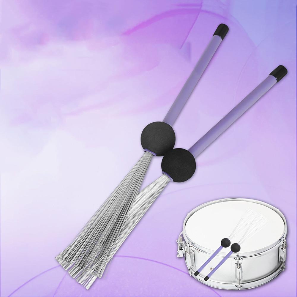 2PCS Rubber+Metal Drum Brushes Purple Color Drumstick Brushes For Percussion Instruments