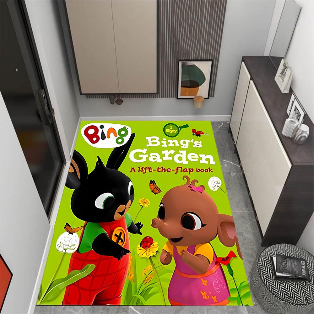Bing's Birthday Celebration Themed Anti-Slip Rugs - Polyester Home Decor, Suitable for Bedrooms, Living Rooms, Doorways, Studios, and Decorations