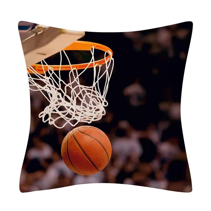 Football Basketball Rugby Double-Sided Printed Pillow Cover Short Plush Suitable Living Rooms Bedrooms Sofas Throw Cushion Cover