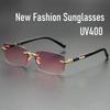 Модные унисекс солнцезащитные очки UV400 Мужские Женские Трендовые Ретро Прямоугольные Солнцезащитные очки Очки Классические Ультралегкие Безободковые Солнцезащитные очки