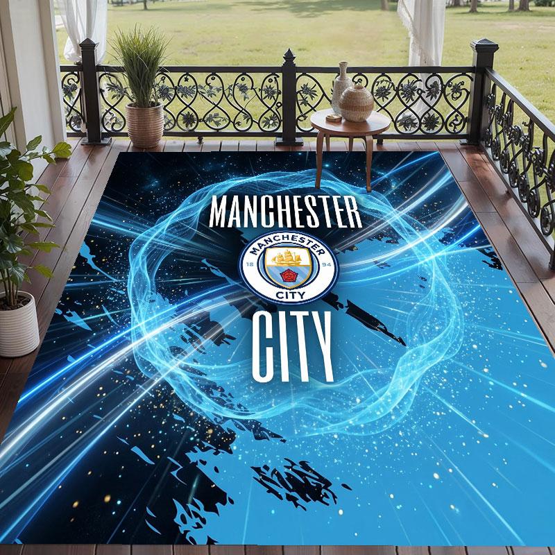 Soft Floor Carpet Manchester City Pattern Area Rug Decorative Mat For Home Room Decoration