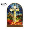 Nature Inspired Desktop Ornament Decoration Ornaments with Solid Wood Base, Acrylic Stained Scratch-resistant Decor Glass Style Double Sided