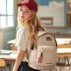 Simple Solid Color Letter And Lots Print Student Casual Backpack With Pendant For School And Daily Use