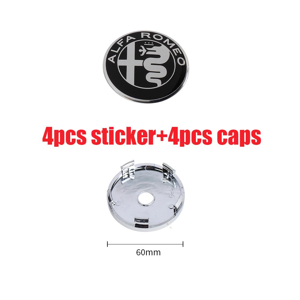 OUVKF1 4Pcs For Alfa Romeo Giulietta 147 Giulia Spider GT MiTo Stelvio 159 TZ3 Car Wheel Center Hub Caps Sticker Badge Tire Rim Covers