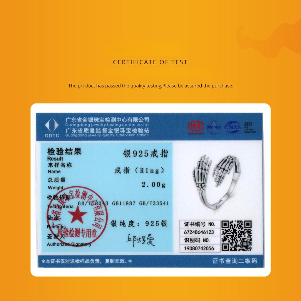 Хэллоуин Череп Рука Простое Серебряное Открытое Кольцо, Украшение Личность Кольцо из Стерлингового Серебра S925