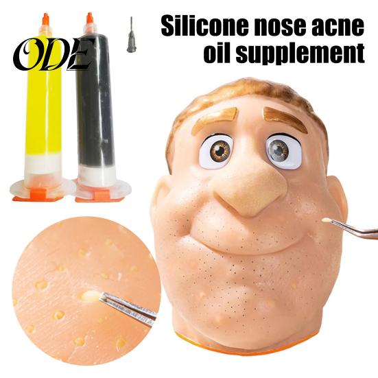 Pimple Grease Filler 2Pcs Popping Toy Filling DIY Stress Relief Set Face Simulator Silicone Acne Nose Refill Accessories Easy Application
