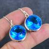 Швейцарский голубой топаз драгоценный камень 925 стерлинговое серебро ювелирные изделия серьга 1.50"