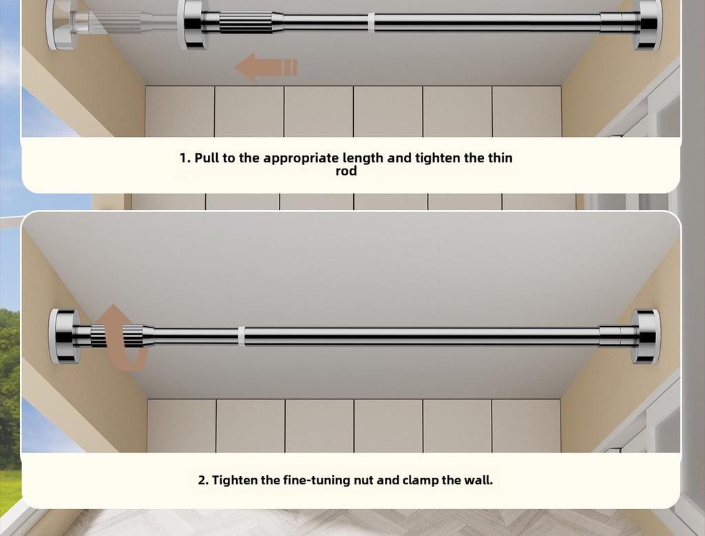 Telescopic Stainless Steel Curtain & Clothes Drying Rod (Punch-Free, Nail-Free)