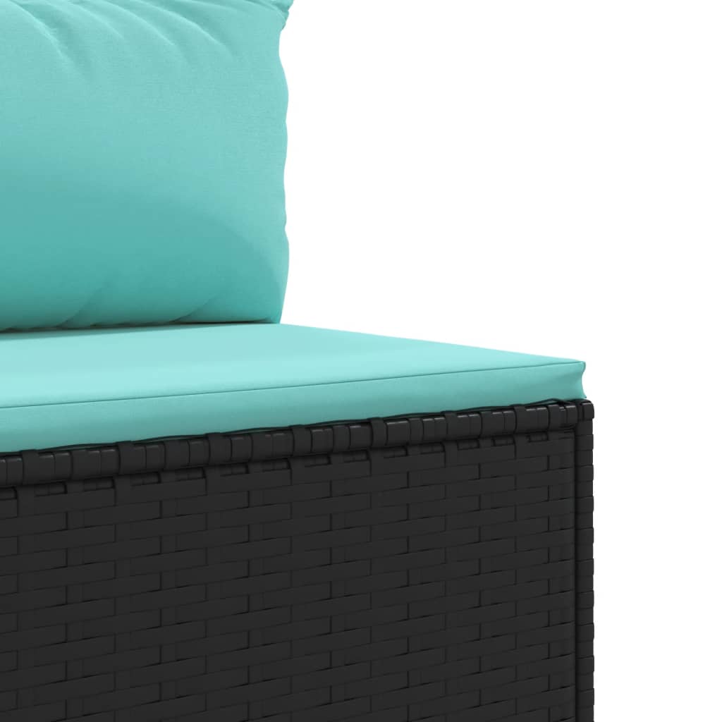 10 Piece Garden Lounge Set with Cushions Black Poly Rattan