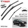 3PCS For Volvo XC90 MK1 2006-2011 24"+22"+15" Front Rear Wiper Blades Windshield Windscreen Window Cutter Accessories 2006 2007 2008 2009 2010 2011