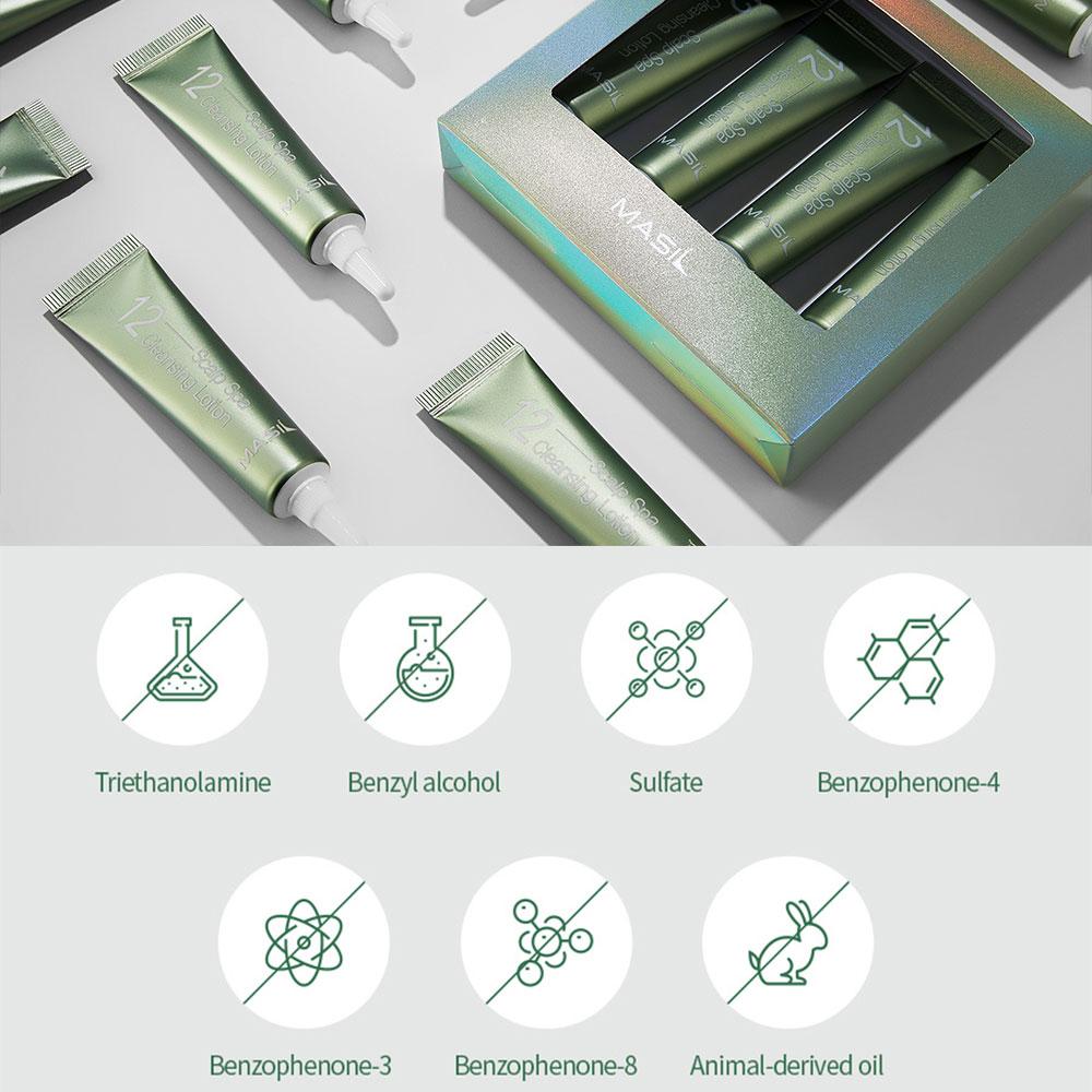 Masil 12 Очищающий лосьон для спа-салона кожи головы AHA BHA Уход за кожей головы Успокаивающий увлажняет кожу головы от перхоти Сухой зуд кожи головы Портативный для путешествий