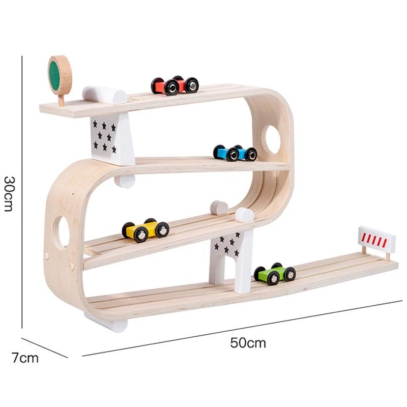 Visual Tracker Wooden Inertial Racing Track Hand-eye Coordination Exercises Glide Car Toys Kids Gifts Children's Early Educatio