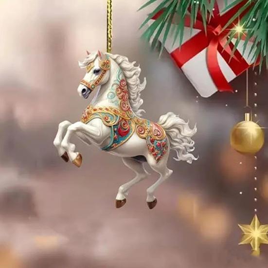 Рождественское украшение в виде лошади 2D плоское акриловое украшение на рождественскую елку подарки с лошадьми для женщин любителей лошадей фермеров друзей