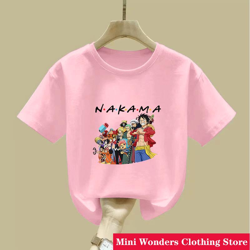 One Pieces Children TShirts Summer Anime Luffy Short Sleeves Tees Fashion Boy Girl Outdoor Clothes Base Top Birthday Gift New