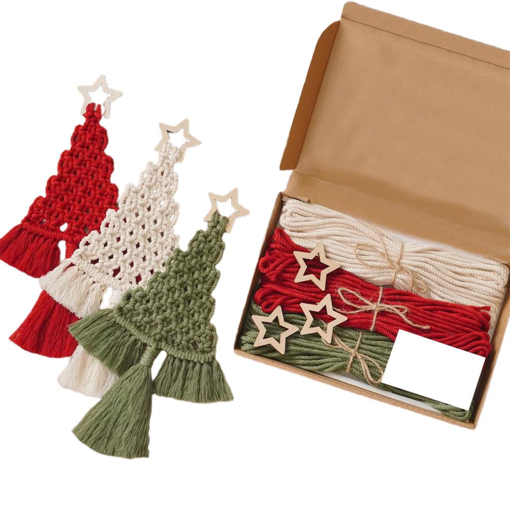 Bohemian Tassels Christmas Tree DIY Material Pack Set Handwork Wall Hanging XmasTree Macrames Kits for Living Room Decor
