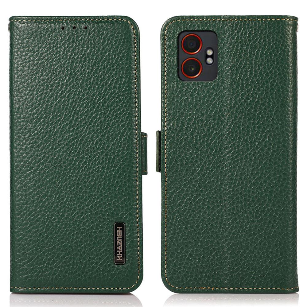 KHAZNEH for Samsung Galaxy XCover7 Pro Phone Case Genuine Cow Leather Cover RFID Blocking