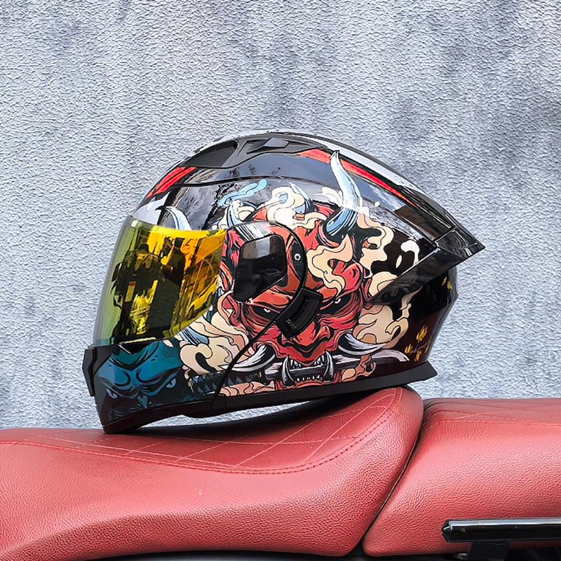 Small Shell Helmet Peel-off Helmet Motorcycle Helmet Locomotive Double Lens Men's and Women's Four-season Motorcycle Cruise Helmet Large