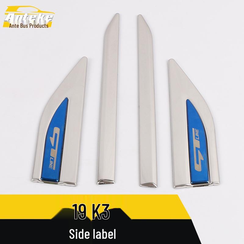 Fits '19 K3: Stainless Steel Fender Side Marker Trim Stickers - Car Accessories