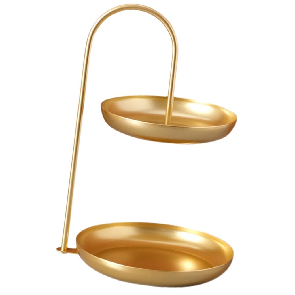 2-х уровневый железный поднос для фруктов, водонепроницаемый, многоуровневое блюдо для хранения, для вечеринки на журнальном столике, золото