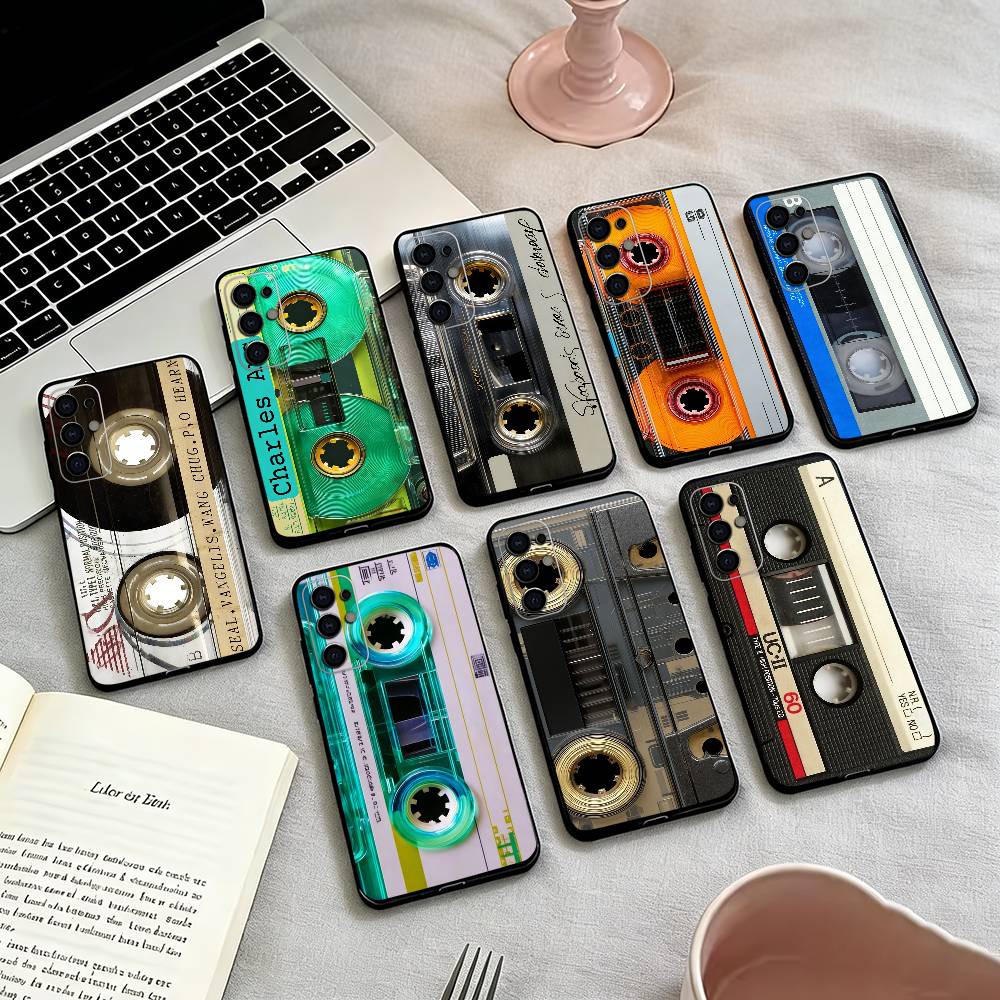 Vintage Cassette T-Tape Retro Phone Case Black Silicone Soft For Samsung S25,S24,S21,S22,S23,S30,Ultra,S20,Plus,Fe,Lite
