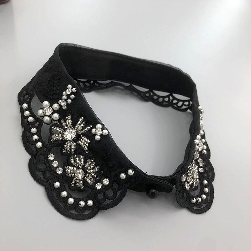 Beading Fake Collar Women Elegant Diamond Detachable Collars for Woman False Shawl Shoulder Wrap Lapel False Collars Woman Tie