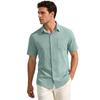 Men's Waffle Texture Short Sleeve Button Down Shirt Casual Pocketed Summer Top