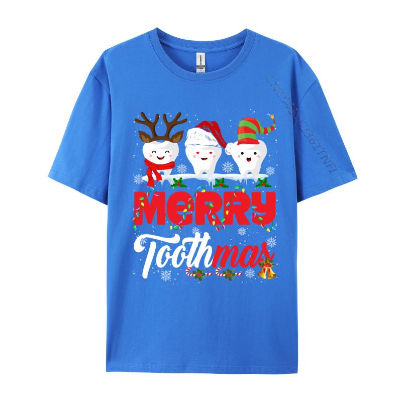 Merry Toothmas Cute Christmas Light Santa Elf Reindeer Tshirt Unisex No Days Off Funny 100 Cotton Round Neck Unisexs T Shirt