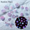 50pcs Mix Luminous Rose Flower Nail Art Charms Moon Star Heart Aurora Butterfly Nail Decorations Charms Y2K DIY Manicure Parts