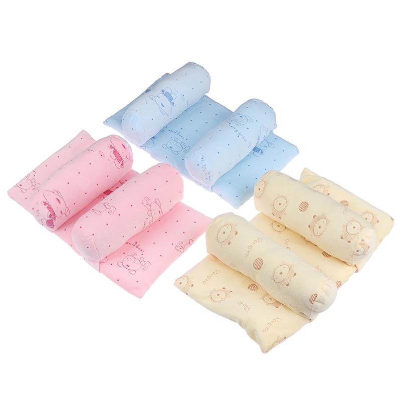 Infant Cotton Soft Pillow Prevent Flat Head Anti Roll Cushion Sleeping Support