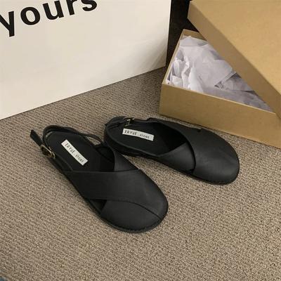 Сандалии Baotou женские летние 2025 года, новая корейская версия, французские ретро-туфли Mori fairy style, повседневные римские туфли на плоской подошве