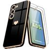 Case and Tempered Glass for Samsung Galaxy A05s - Shockproof - Silicone - Heart Pattern