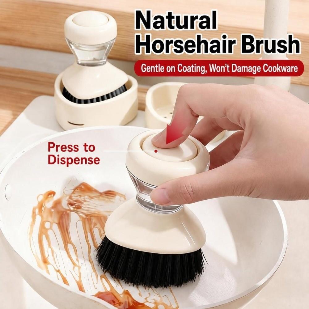 Self Dispensing Dish Brush Round Bristle Head Dishwashing Brush Kitchen Sink