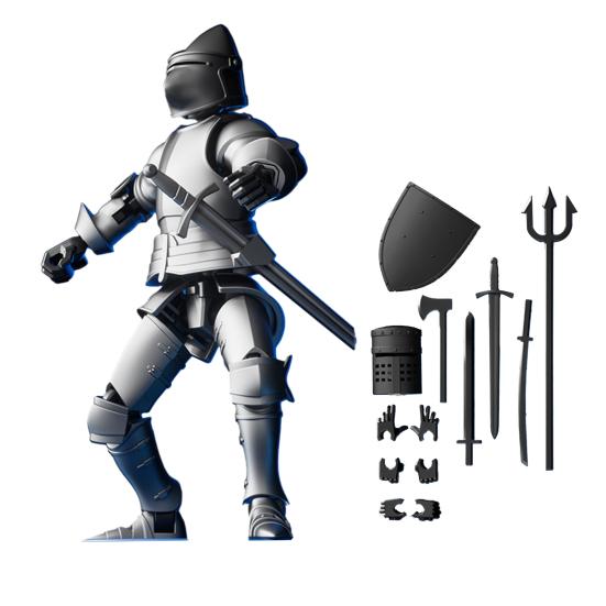 Armor Knight Action Figure with Accessories Movable Joints 3D Printed Medieval Warrior Soldier Model Toy Stress Relief Articulated Dummy Decoration