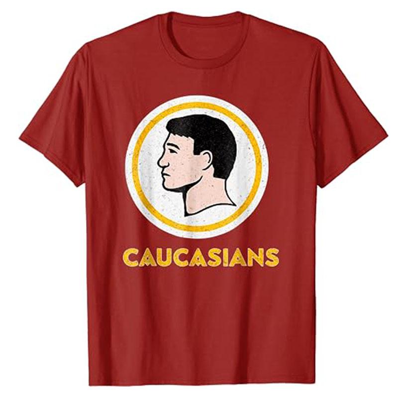 Caucasians Funny Vintage Caucasians Pride TShirt Humorous Baseball Football Team Apparel Novelty Gifts Short Sleeve Graphic Tee